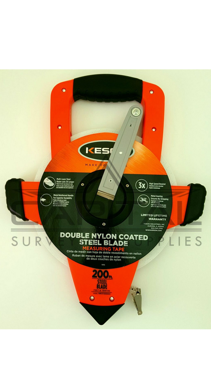 Keson Tape 3X High Speed Rewind 200ft. Zero at End of Hook, NyClad Feet & Inches NRS18200