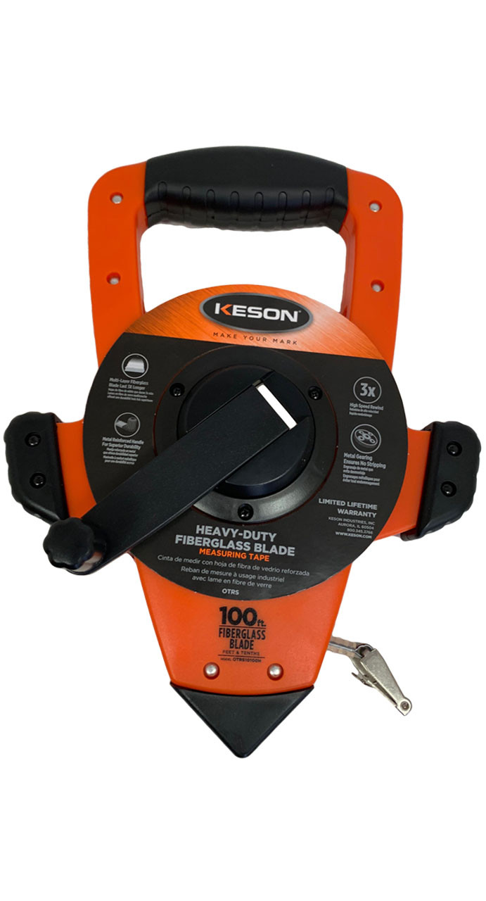 Keson OTRS10100H Speed Rewind 100ft Zero at end of Hook Fiberglass 10ths