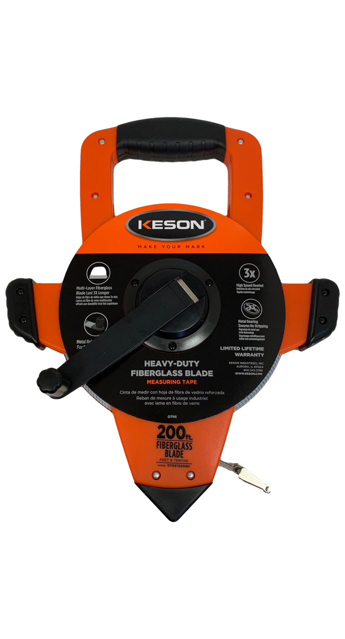Keson OTRS10200H Speed Rewind 200ft Zero at end of Hook Fiberglass 10ths