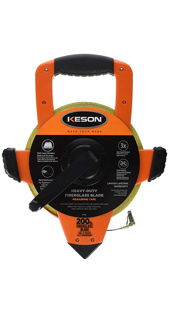KESON OTRS1810200 200 ft. Heavy-Duty Fiberglass Measuring Tape